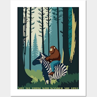 Zebra Sasquatch Not All Those Who Wander Are Lost Posters and Art